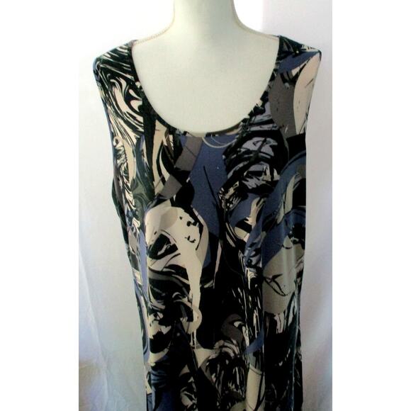 Attitudes By Renee Women's Blue & Gray Floral Stretch Sleeveless Maxi Dress XL - Picture 2 of 9